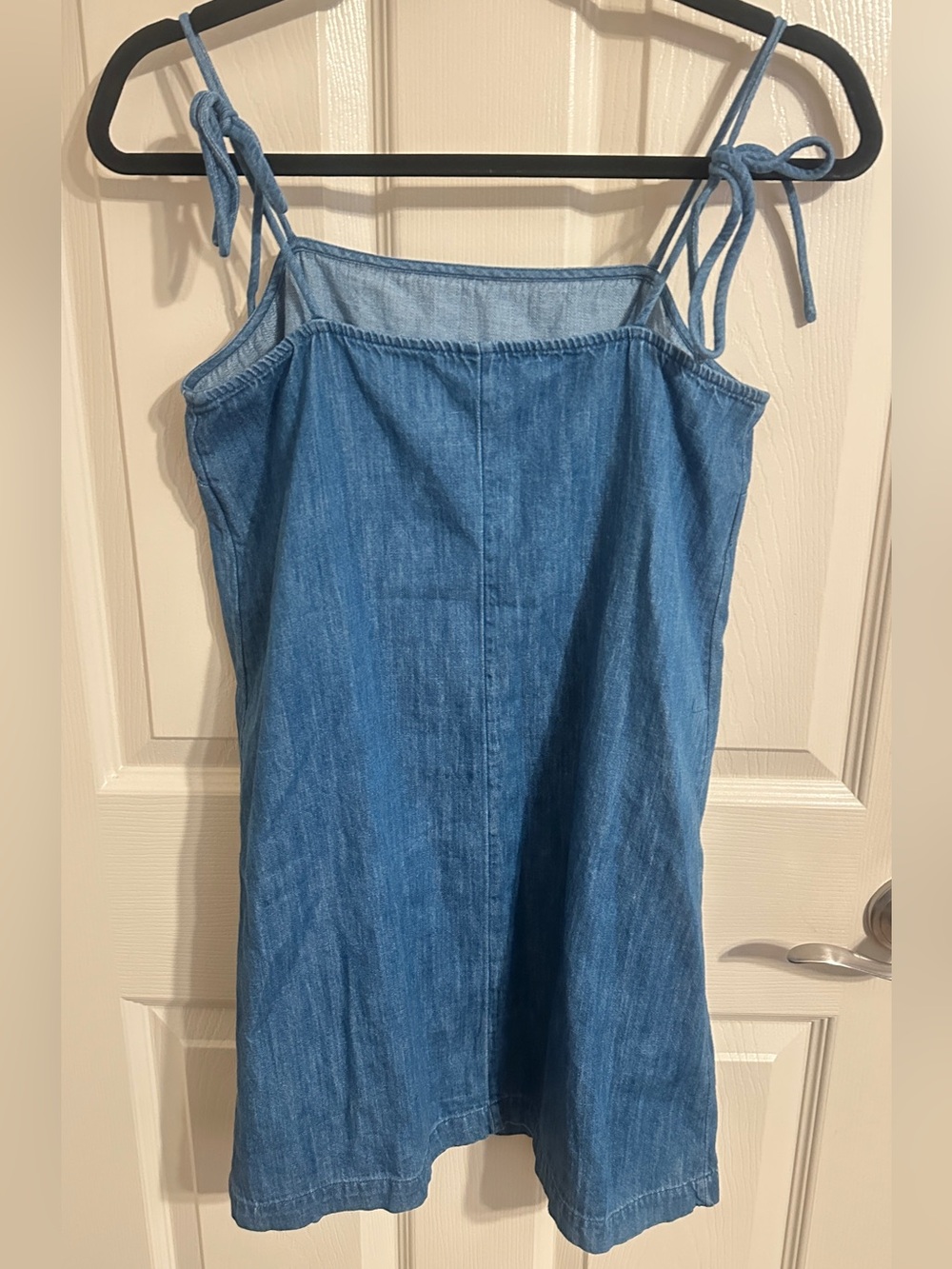 Old Navy Blue Washed Resort Denim Tie-Shoulder Cotton Mini Dress, Sz S, NWOT - Picture 5 of 9